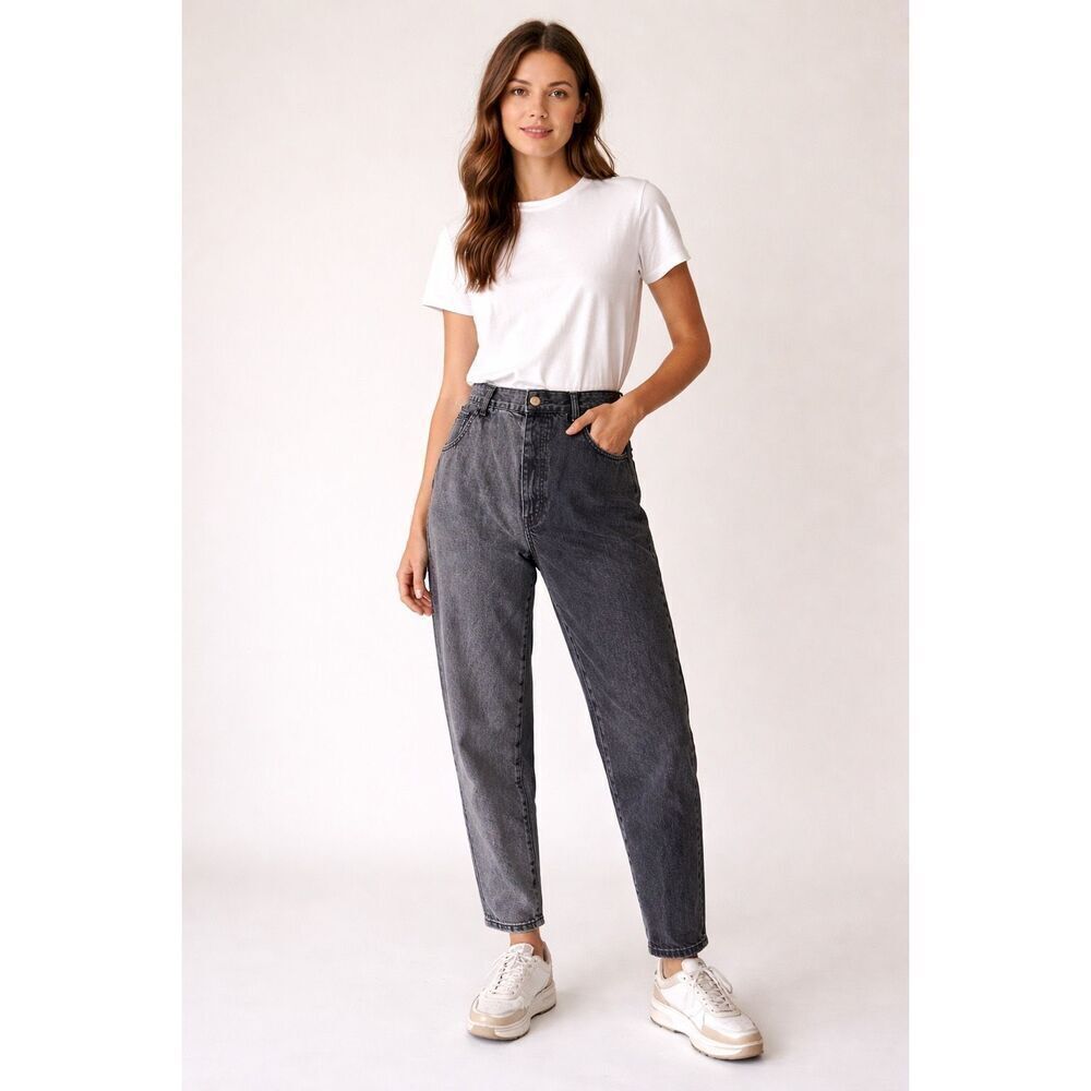 ChamurNational Two Tone Mom Jeans High Rise Tapered Black 29
